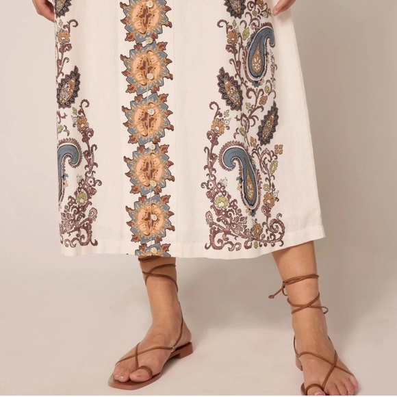 Cleobella Jolene Paisley Print Sleeveless Midi White Dress size L NWT - Picture 3 of 11